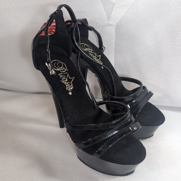 2 Pair Pleaser Heels 6 Delight 662 Corset Black Patent Mary Jane Dance Pole 6" - Picture 7 of 16